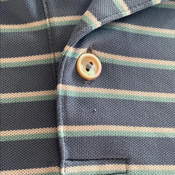 Peter Millar Blue and White Striped Polo Shirt - Picture 6 of 6